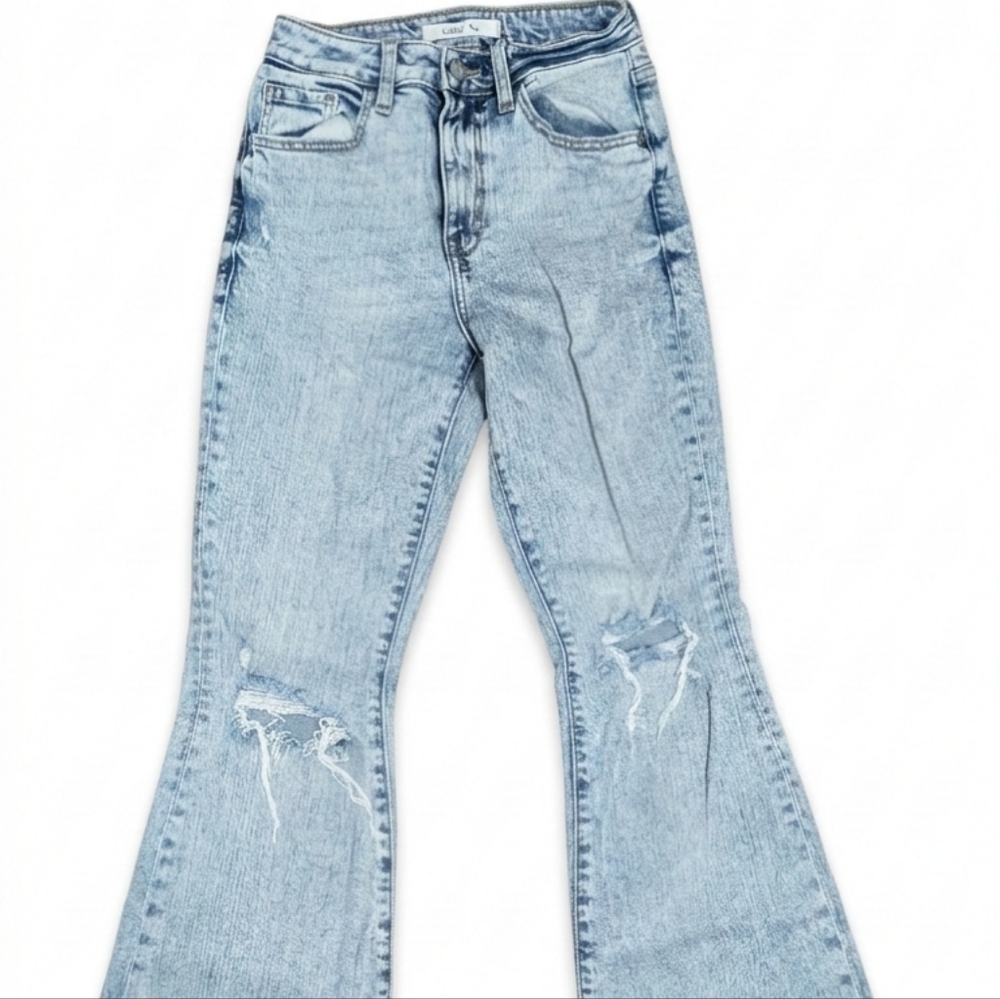Willow + Root The Flared Out Jeans Size 24 Acid Wash Distressed High Rise Flare